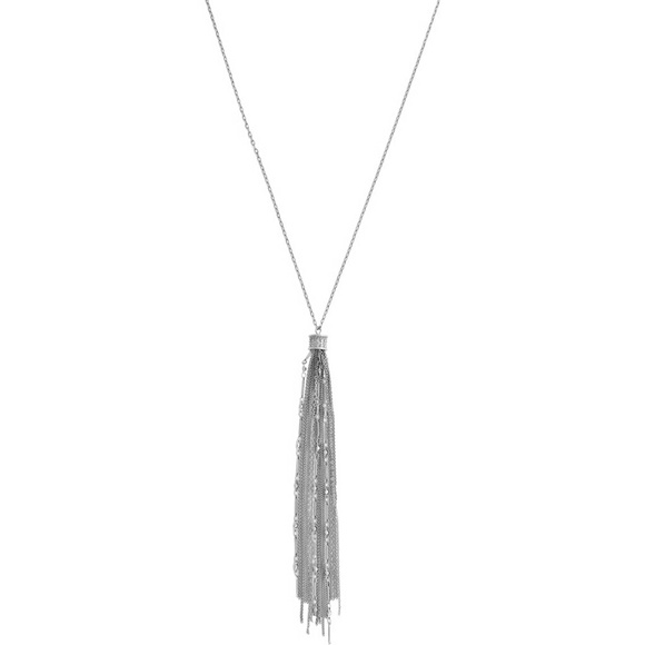 Jessica Simpson Silvertone  24inch Tassel Necklace - Picture 1 of 3